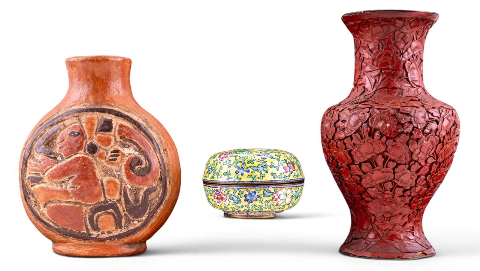 Cinnabar Vase, Canton Box, Mexican Vase (1 of 20)