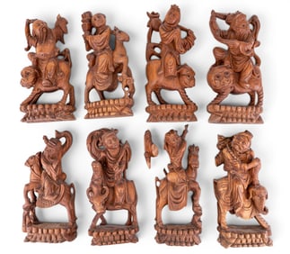 Chinese Carved Cabinet Immortals (8)