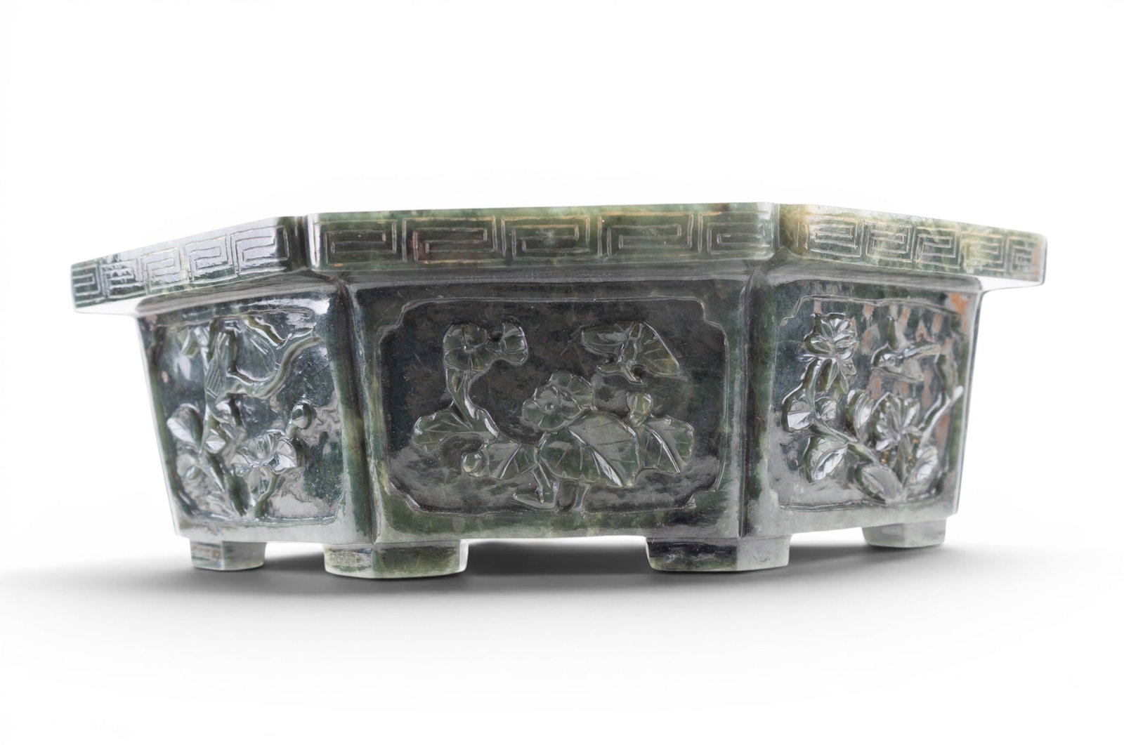 19th C Spinach Green Jade Planter's Pot - 10