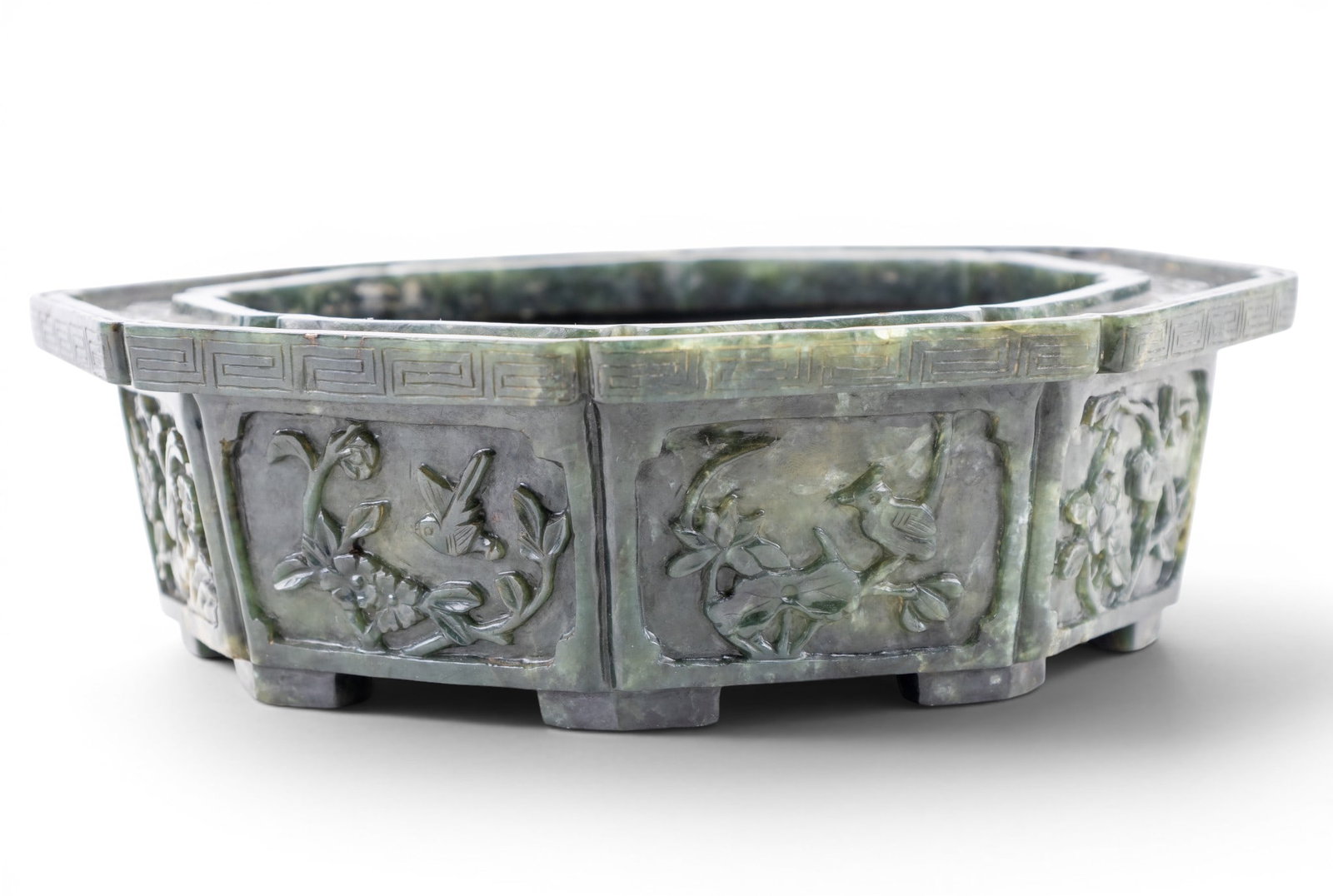 19th C Spinach Green Jade Planter's Pot - 2
