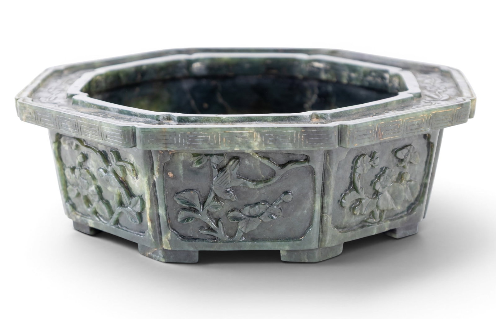 19th C Spinach Green Jade Planter's Pot - 3