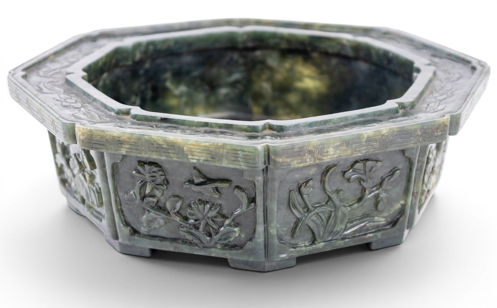 19th C Spinach Green Jade Planter's Pot - 4