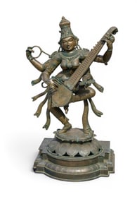 Palace Size Bronze of Goddess Saraswatti