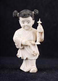 Antique Figure of Little Girl with Flute