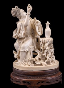 Chinese Hand Carved Figure of Seated Woman