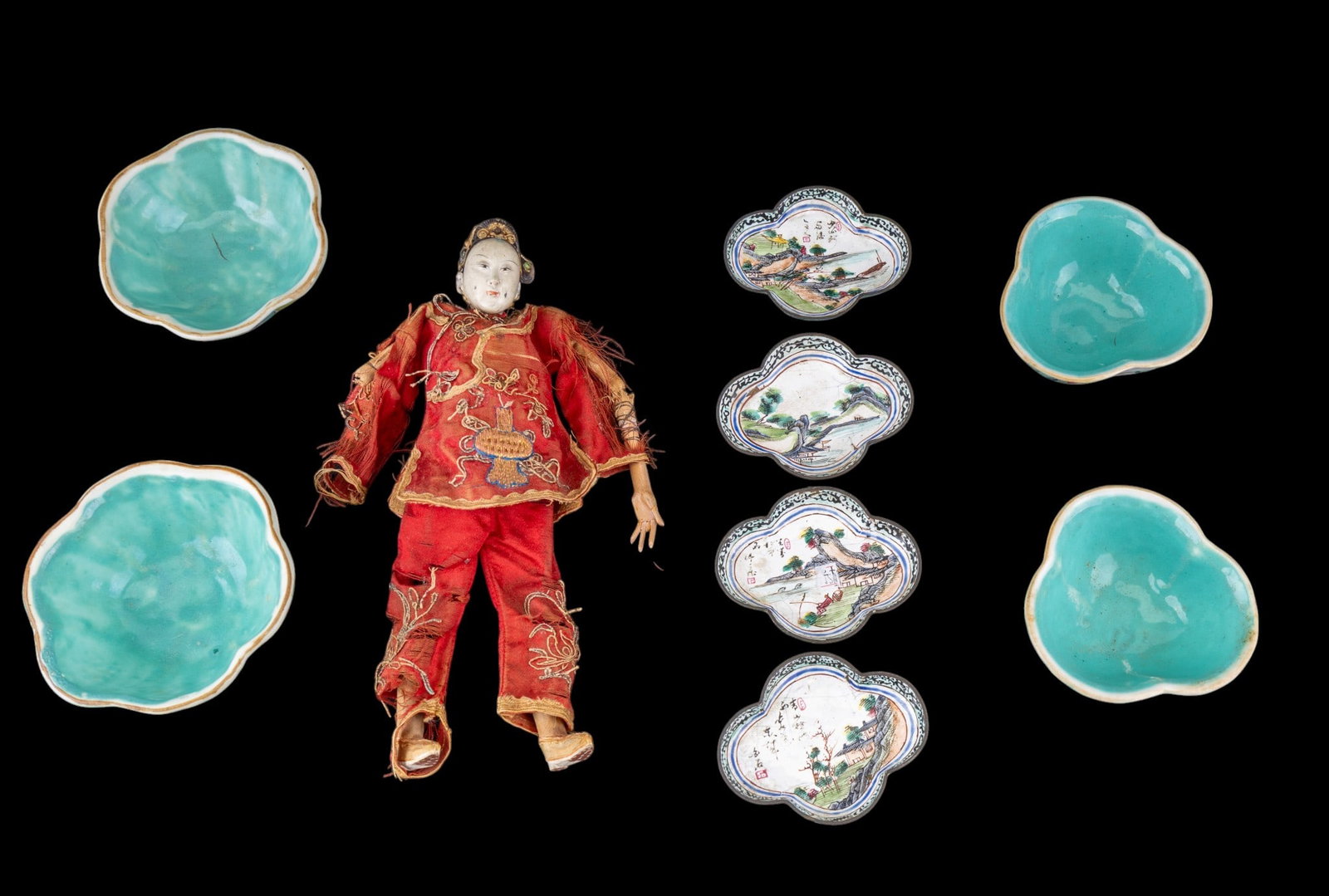 Chinese Famille Rose Bowls, Enamel Dishes, Doll (1 of 16)