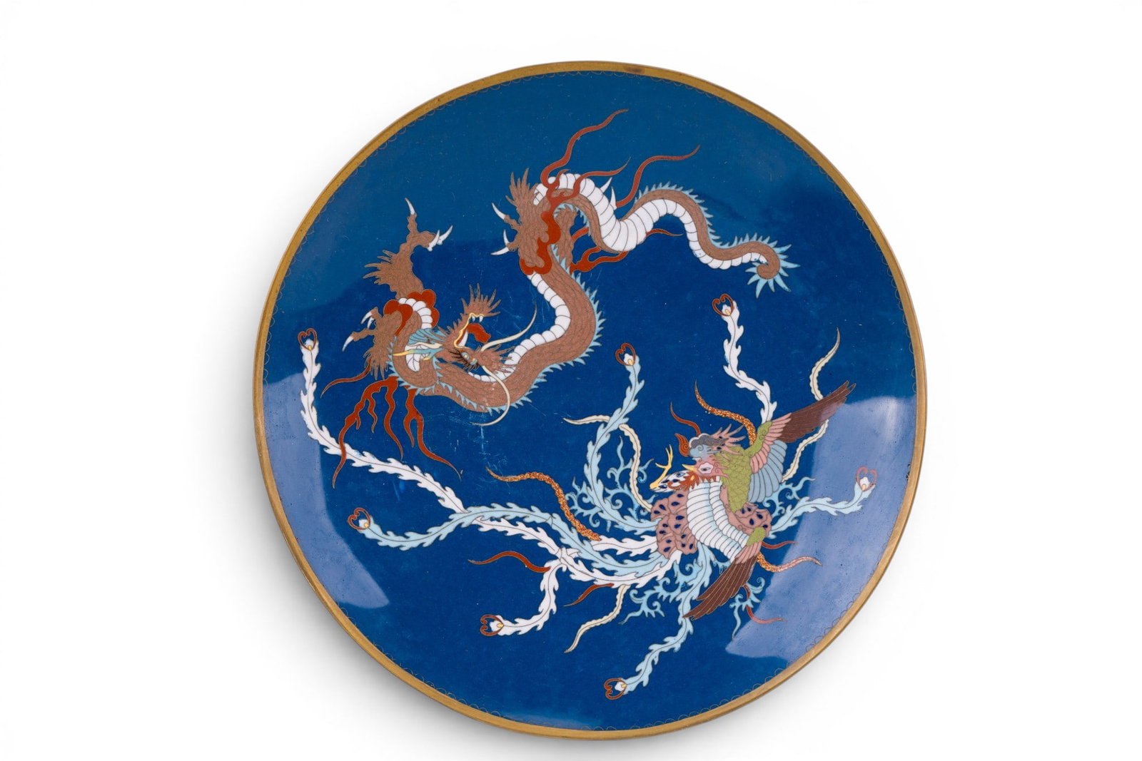 Japanese Cloisonne Dragon & Phoenix Charger (1 of 6)