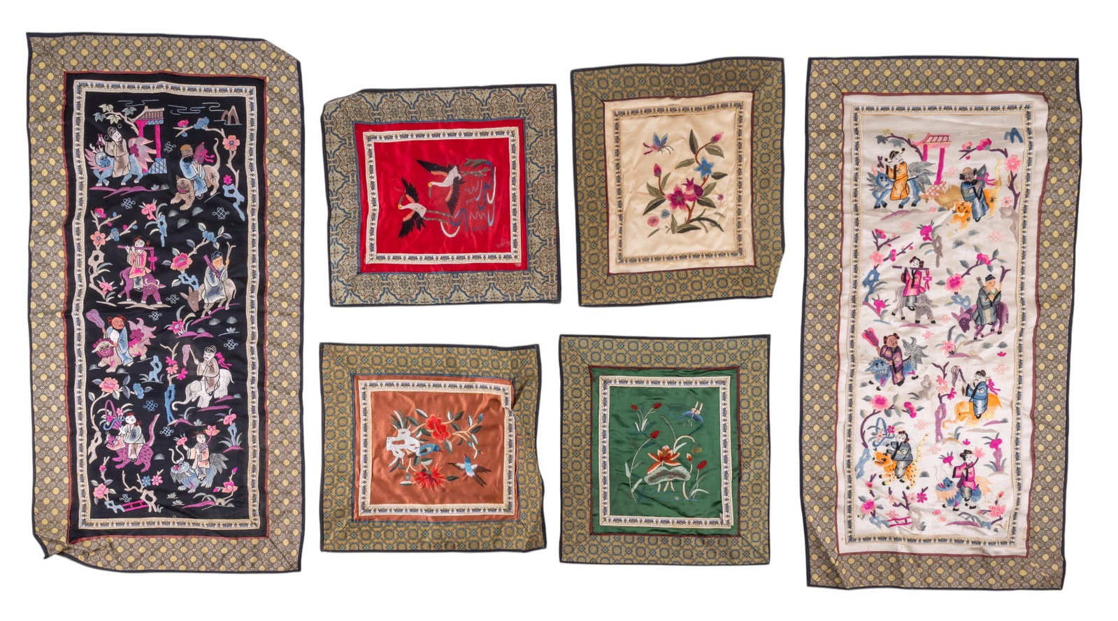 7 pieces of Chinese Silk Embroidery Panels  (1 of 9)