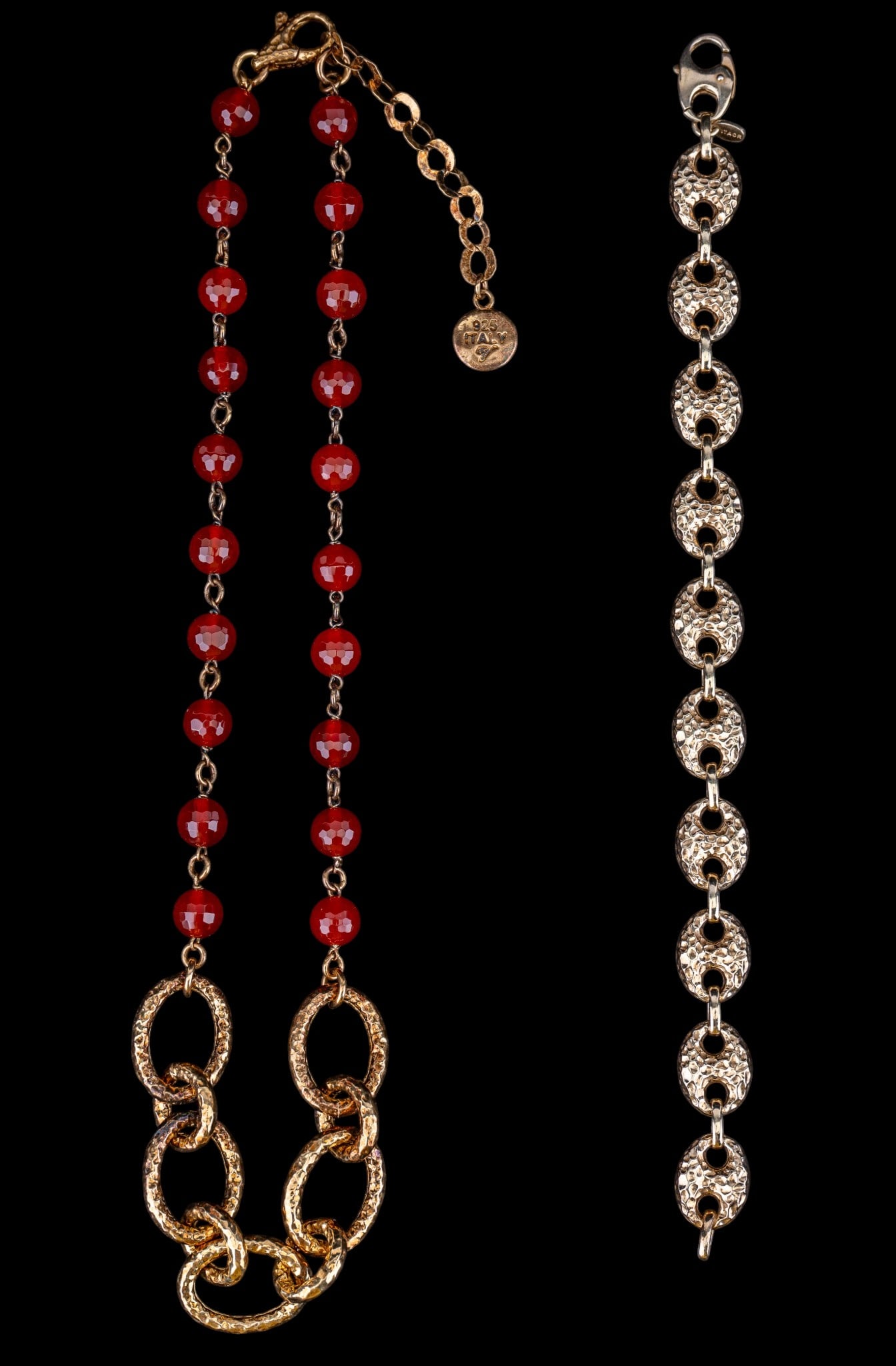 Gold Gilt Sterling Silver Necklace & Bracelet: Gold Gilt Sterling Silver Necklace & Bracelet 49 grams 