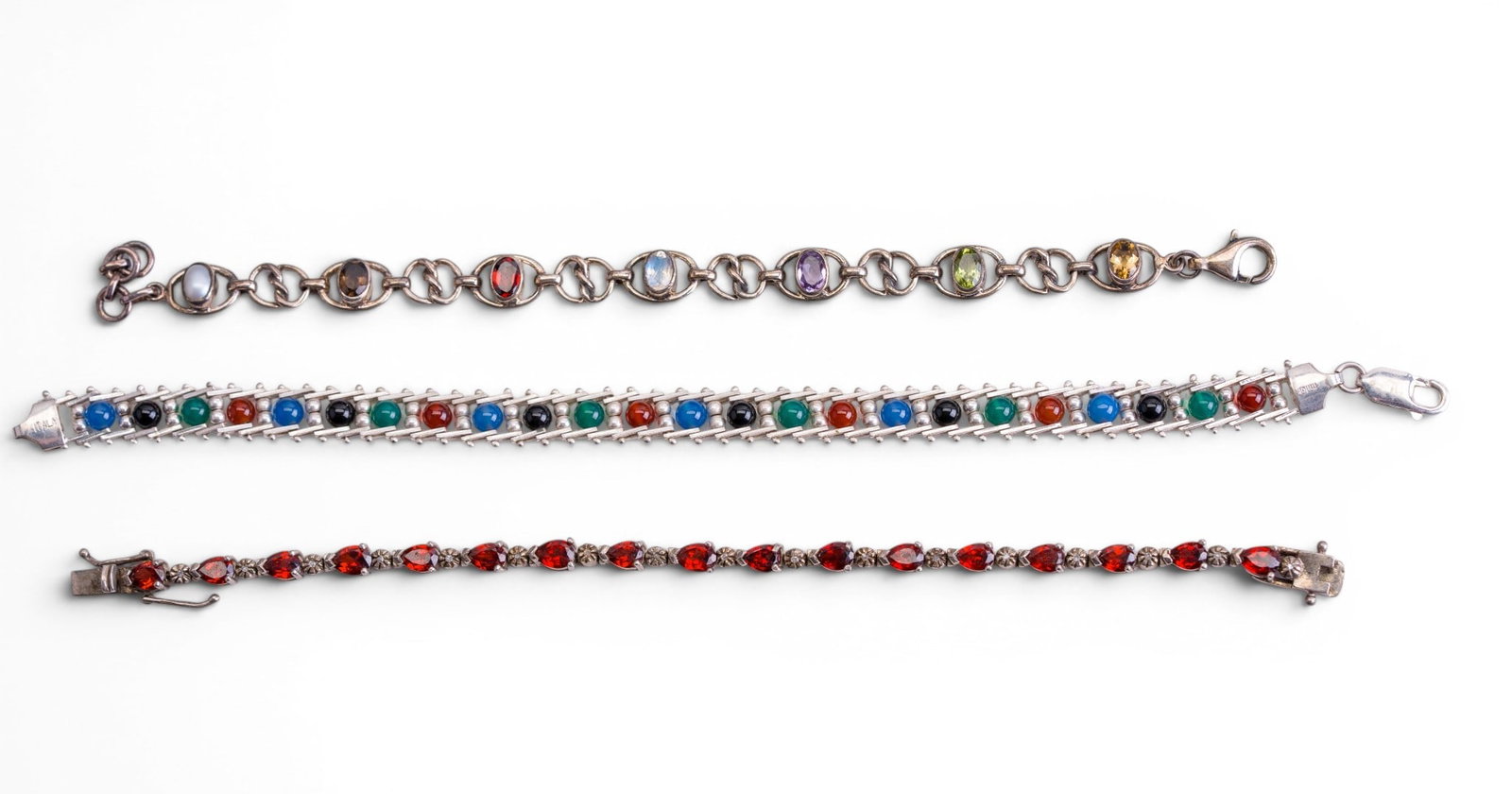 Multi Gemstone Sterling Silver Bracelets - 2