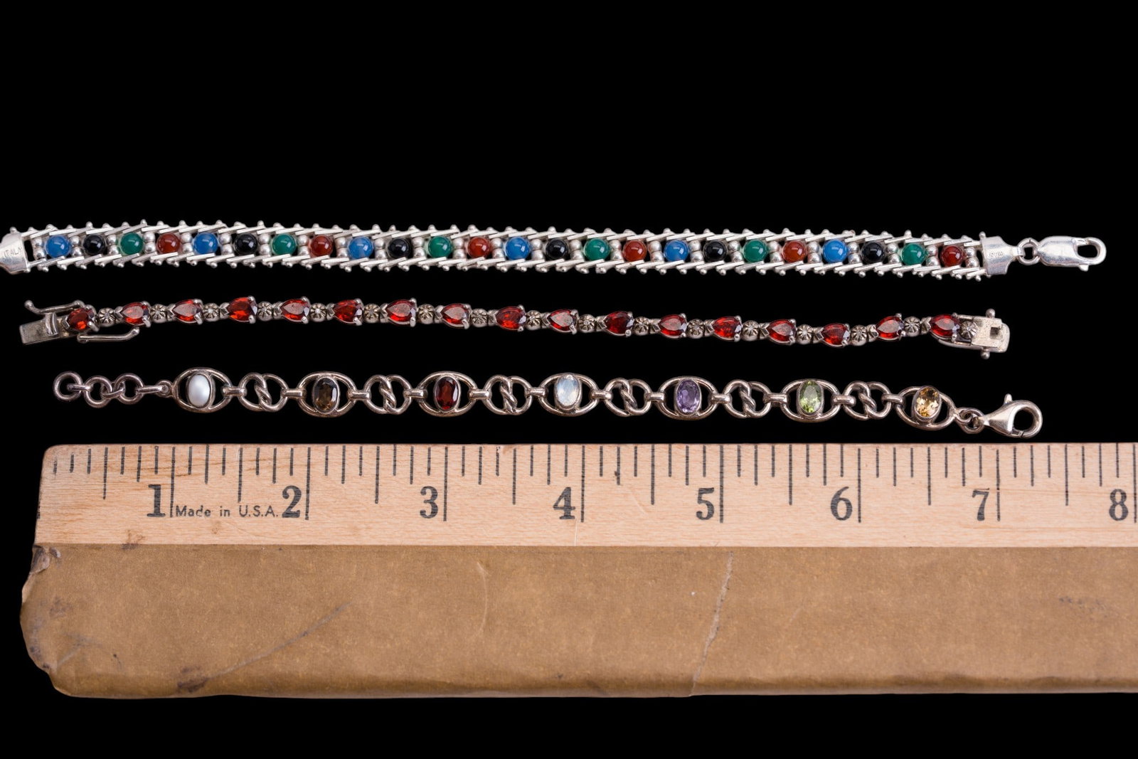 Multi Gemstone Sterling Silver Bracelets - 3