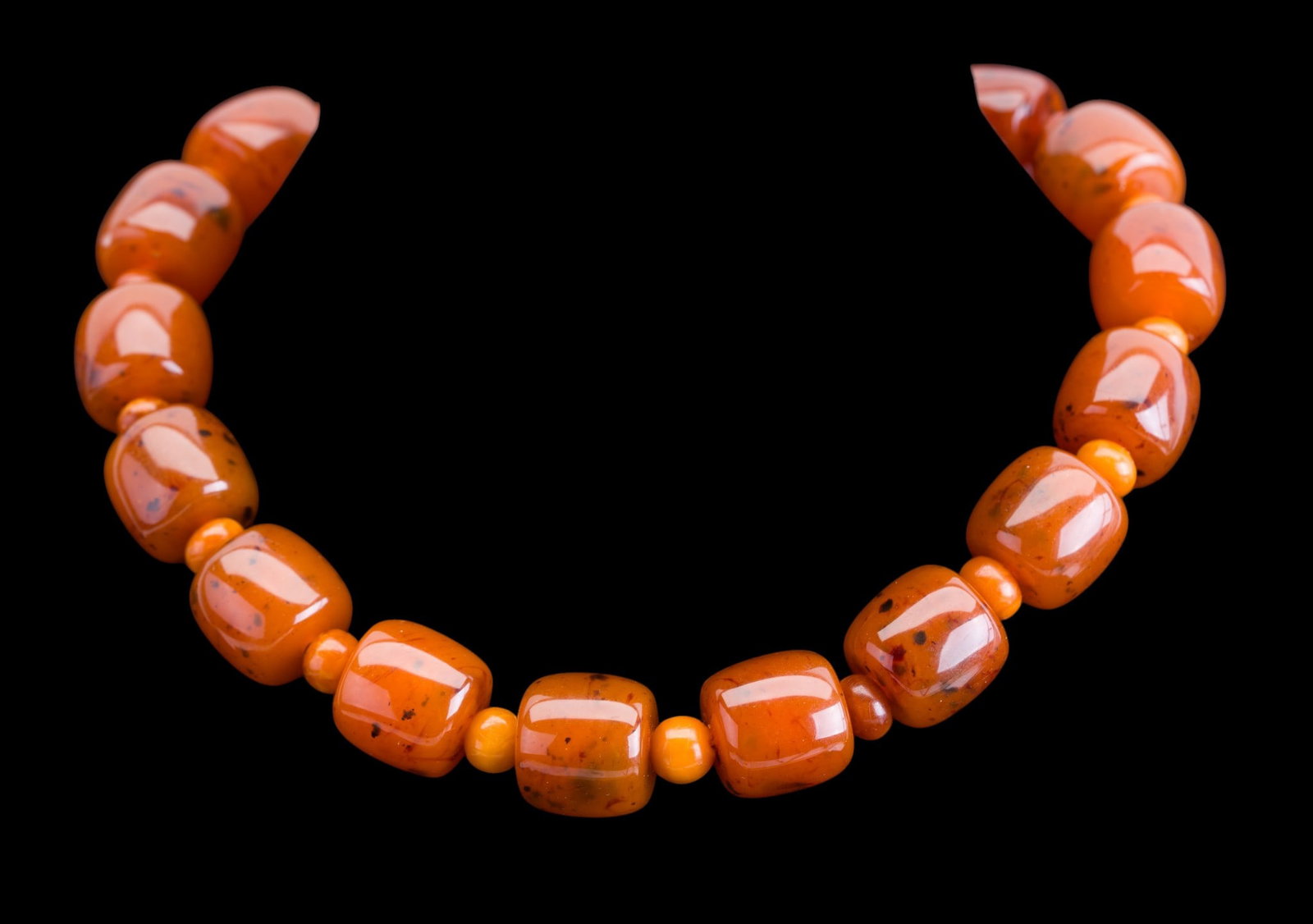 Press Amber Bead Necklace w/ Amber Spacers (1 of 3)
