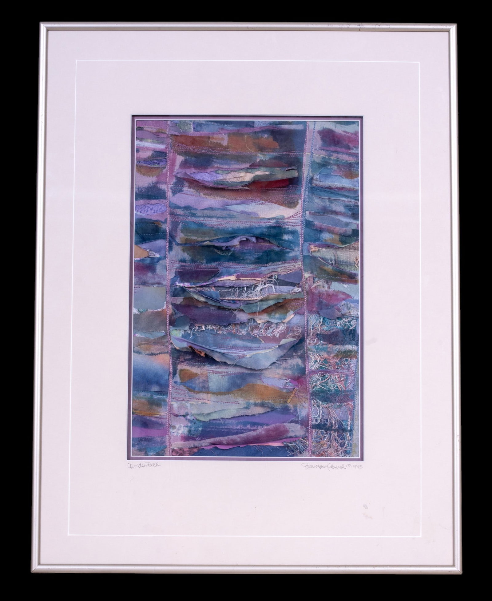 Original Textile Art by Swanton Feudale (20th C): An original framed and matted piece of textile art titled 'Camden Birch' by Swanton Feudale (20th C). Pencil signed, titled, and dated 1993 on the matting, frame measures approx. 17.75" W x 23.25" H.