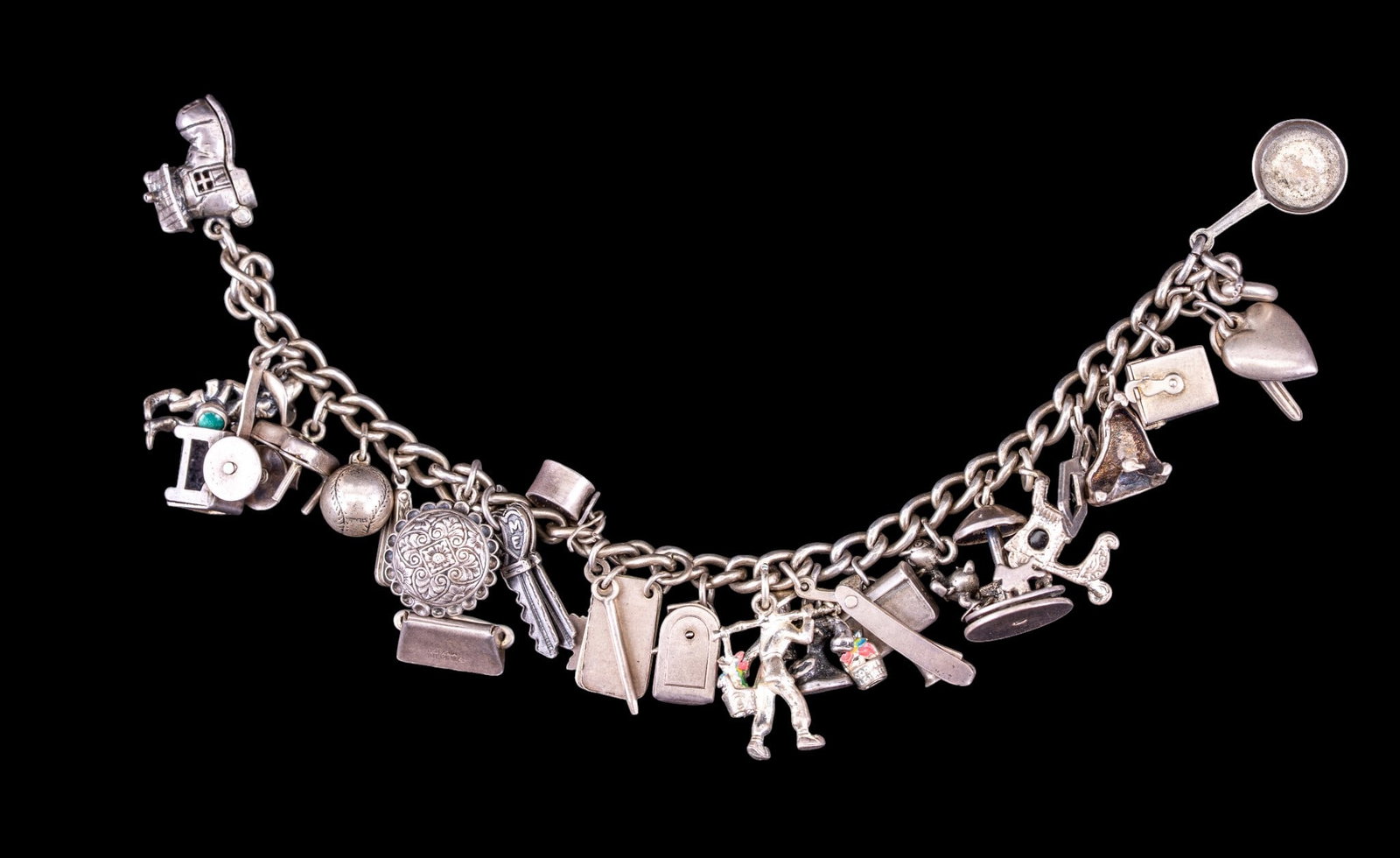 Sterling Silver Figural Charm Bracelet 24 Charms (1 of 6)