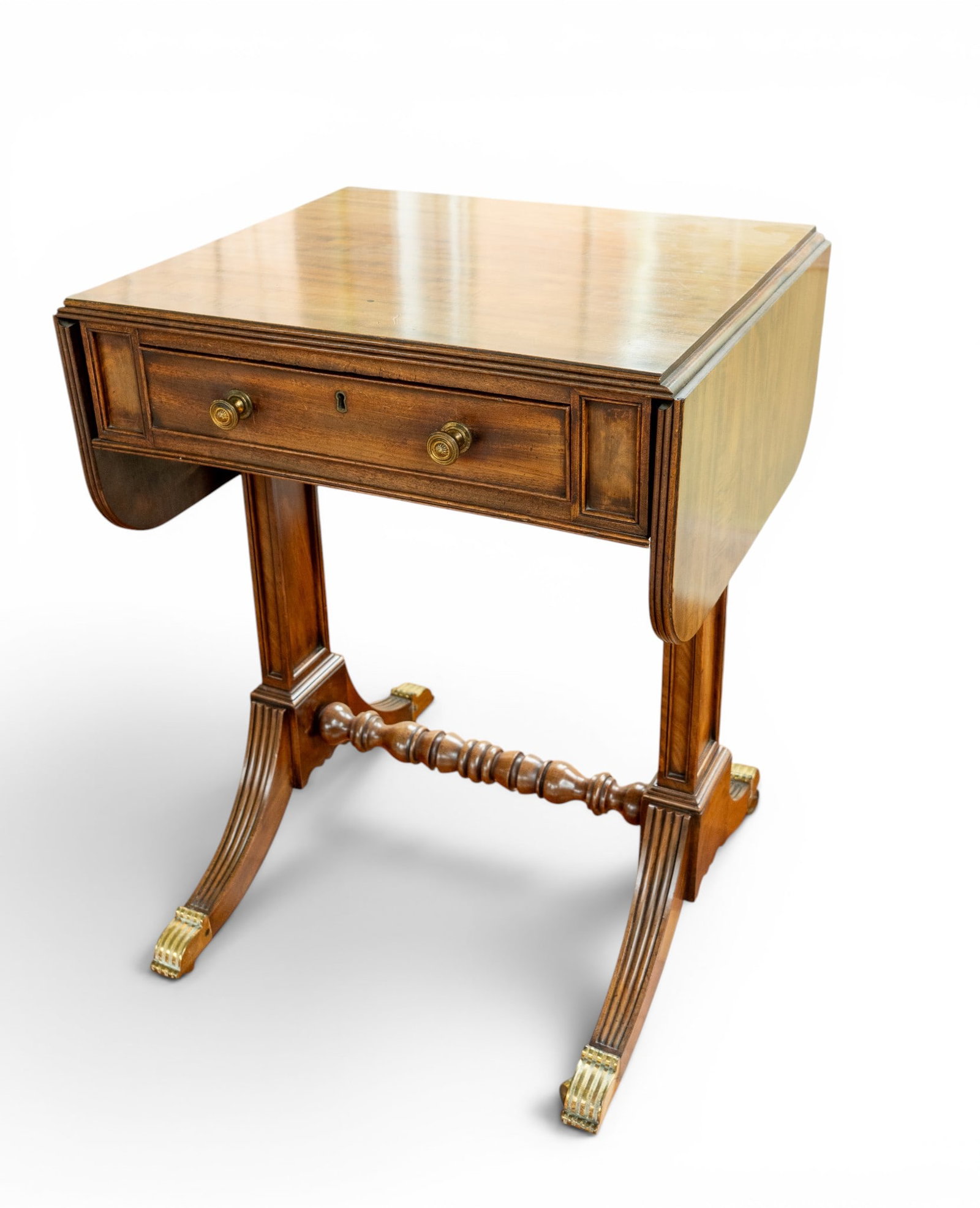 Antique Regency Work Table w/ Drop Leaf - 2