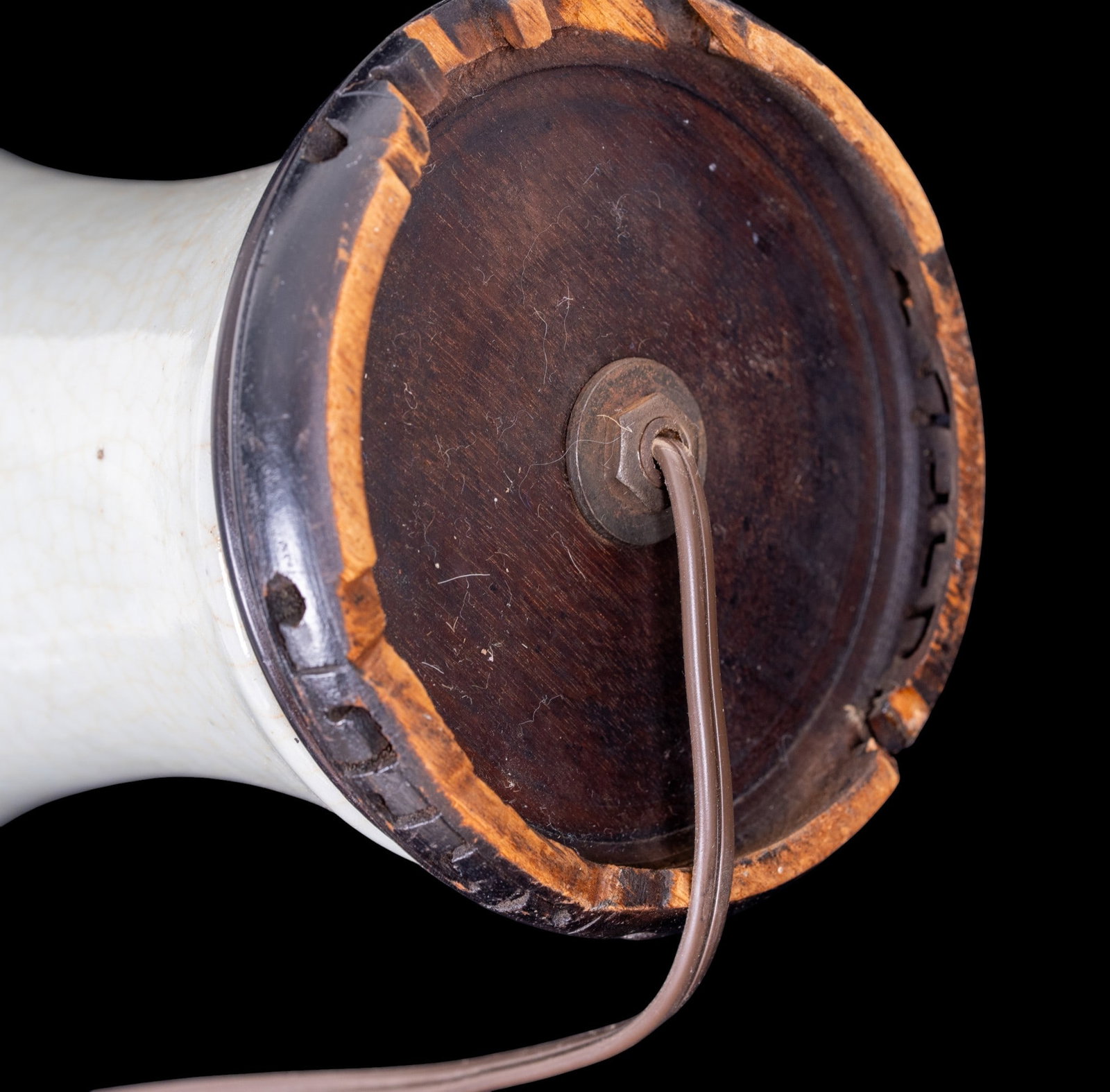 Vintage Crazed Celadon Table Lamp - 12