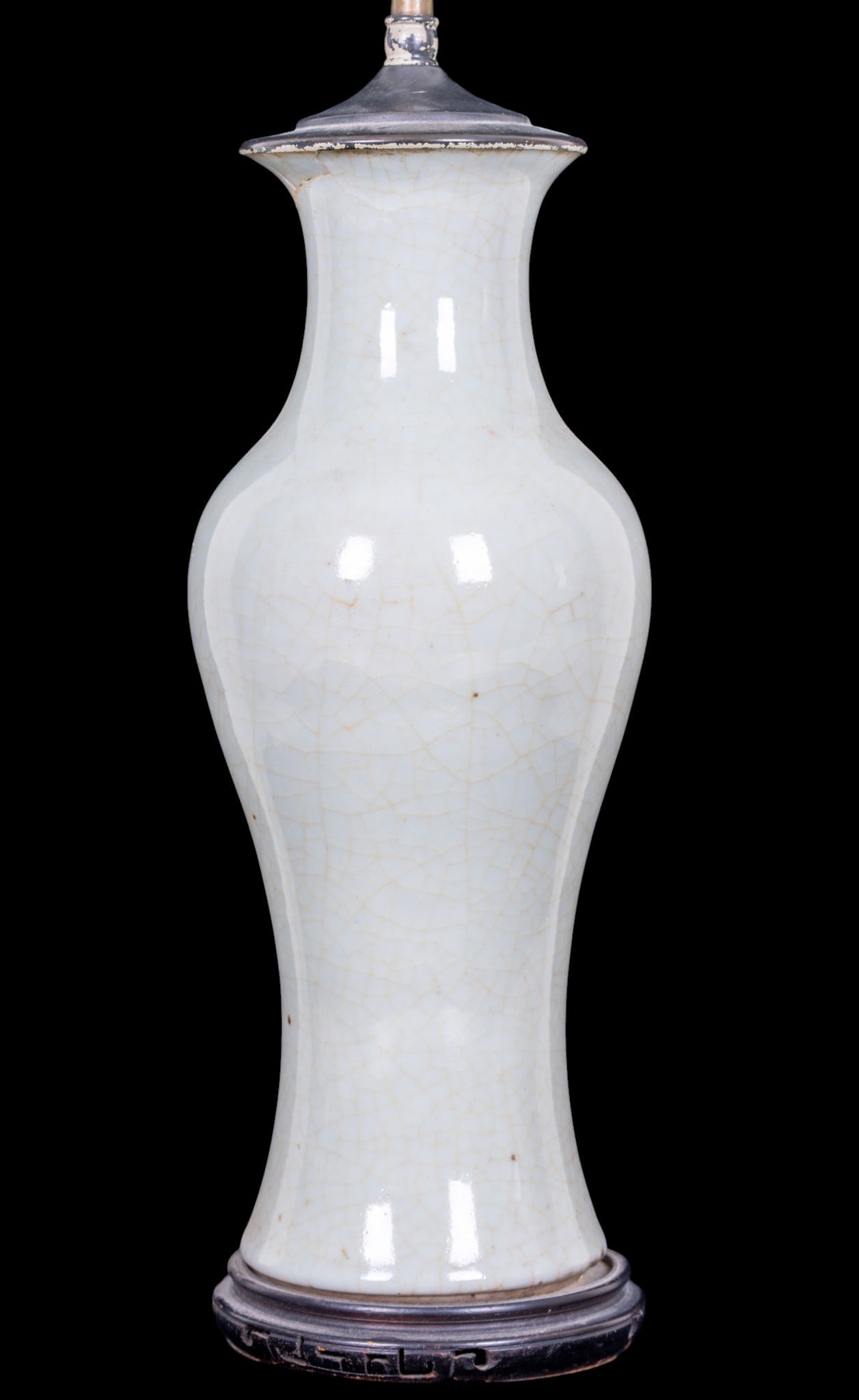 Vintage Crazed Celadon Table Lamp - 2