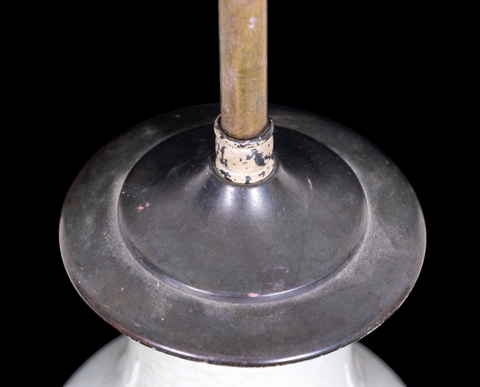 Vintage Crazed Celadon Table Lamp - 7