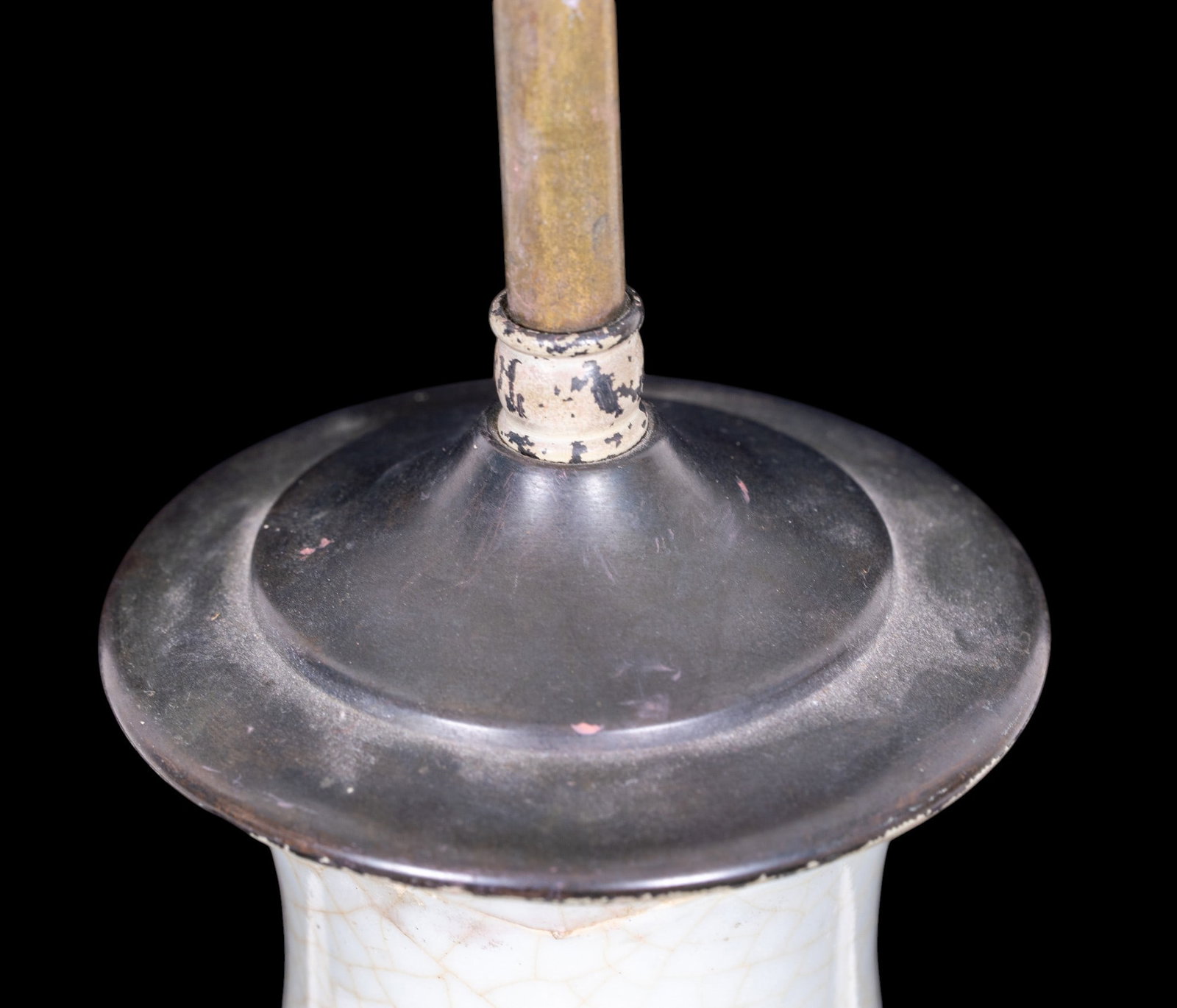 Vintage Crazed Celadon Table Lamp - 8
