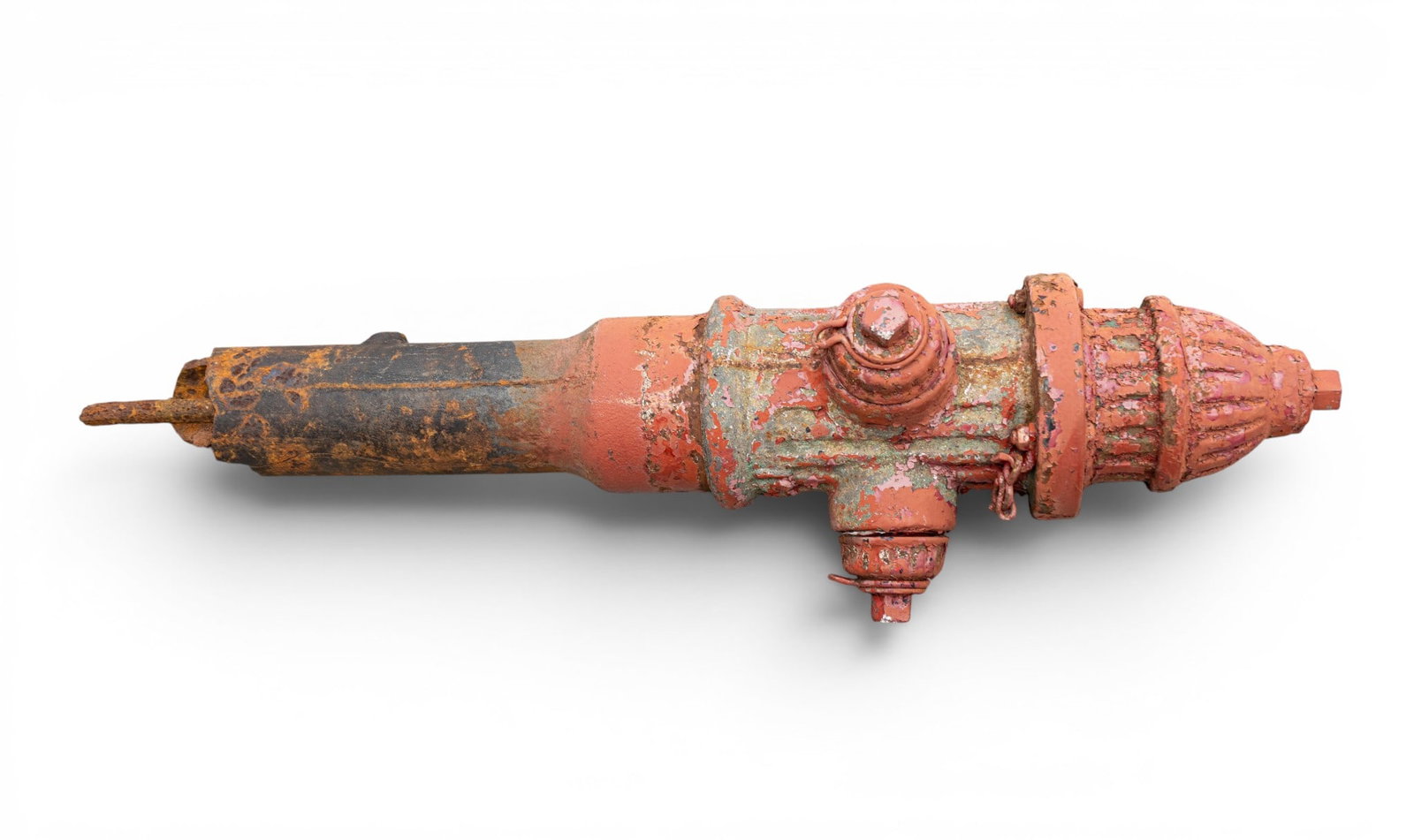 Red Cast Iron Fire Hydrant with Rusted Base - 4