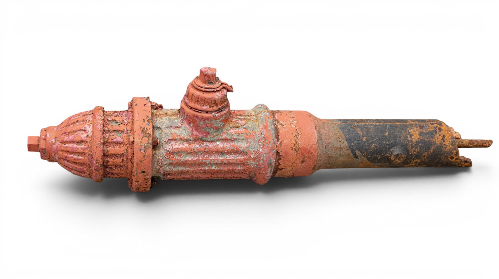 Red Cast Iron Fire Hydrant with Rusted Base - 5