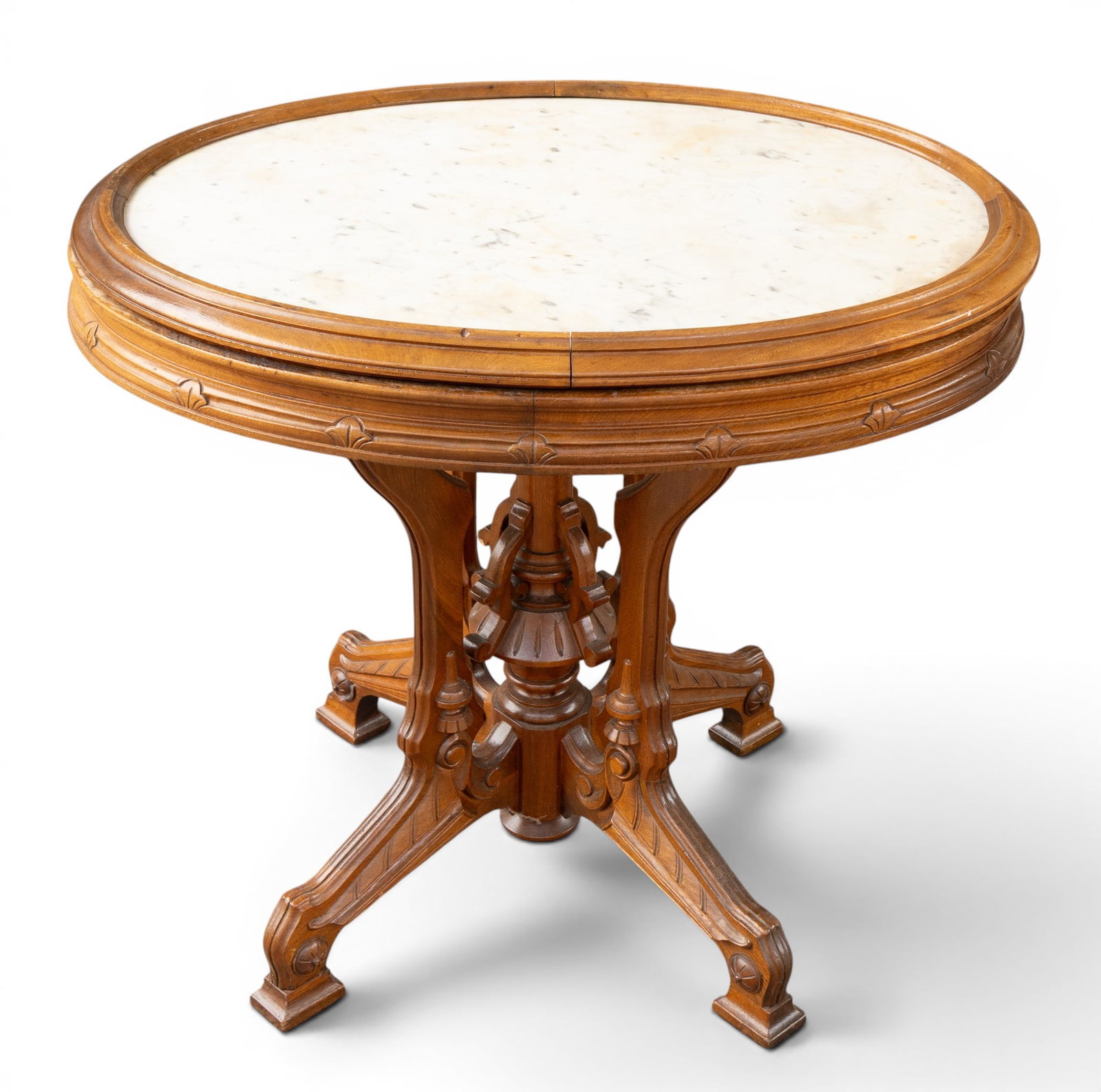 Oval Marble Top Carved Table (1 of 6)