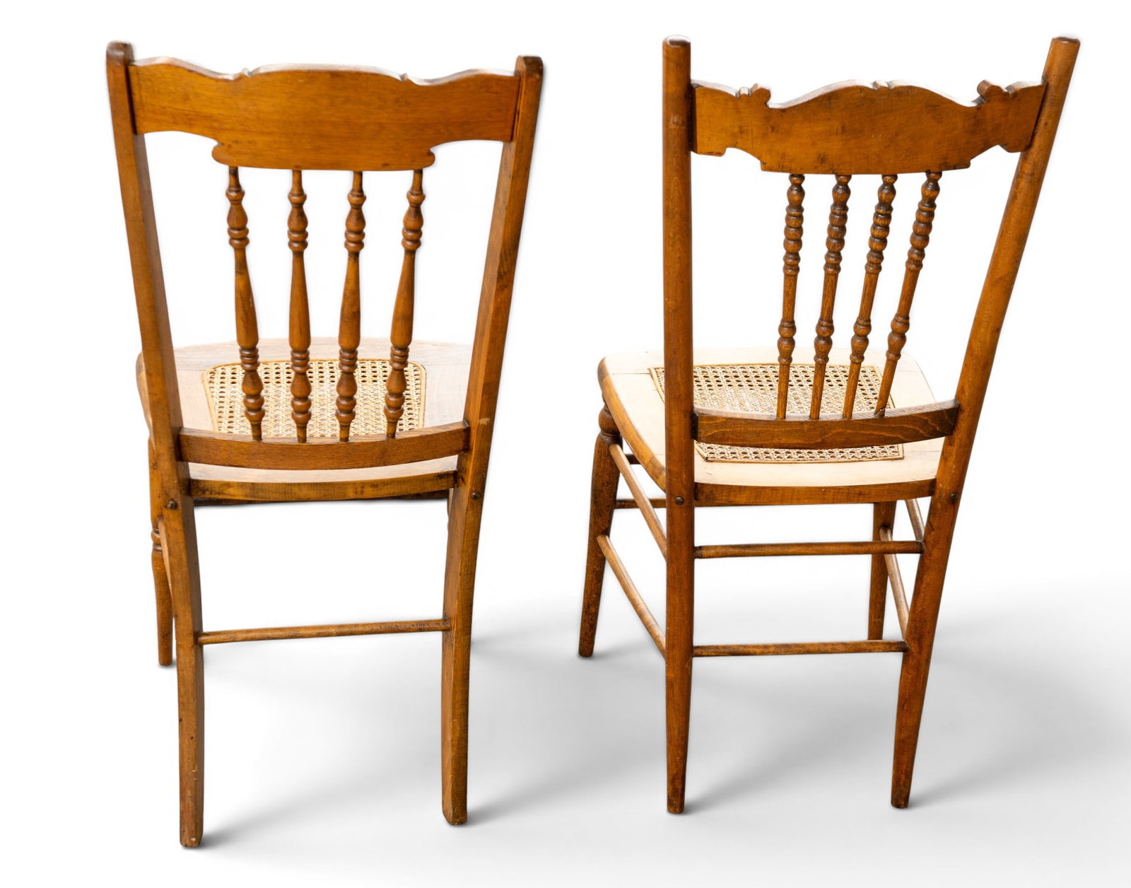 Cane Seat Spindle Back Chairs - 2