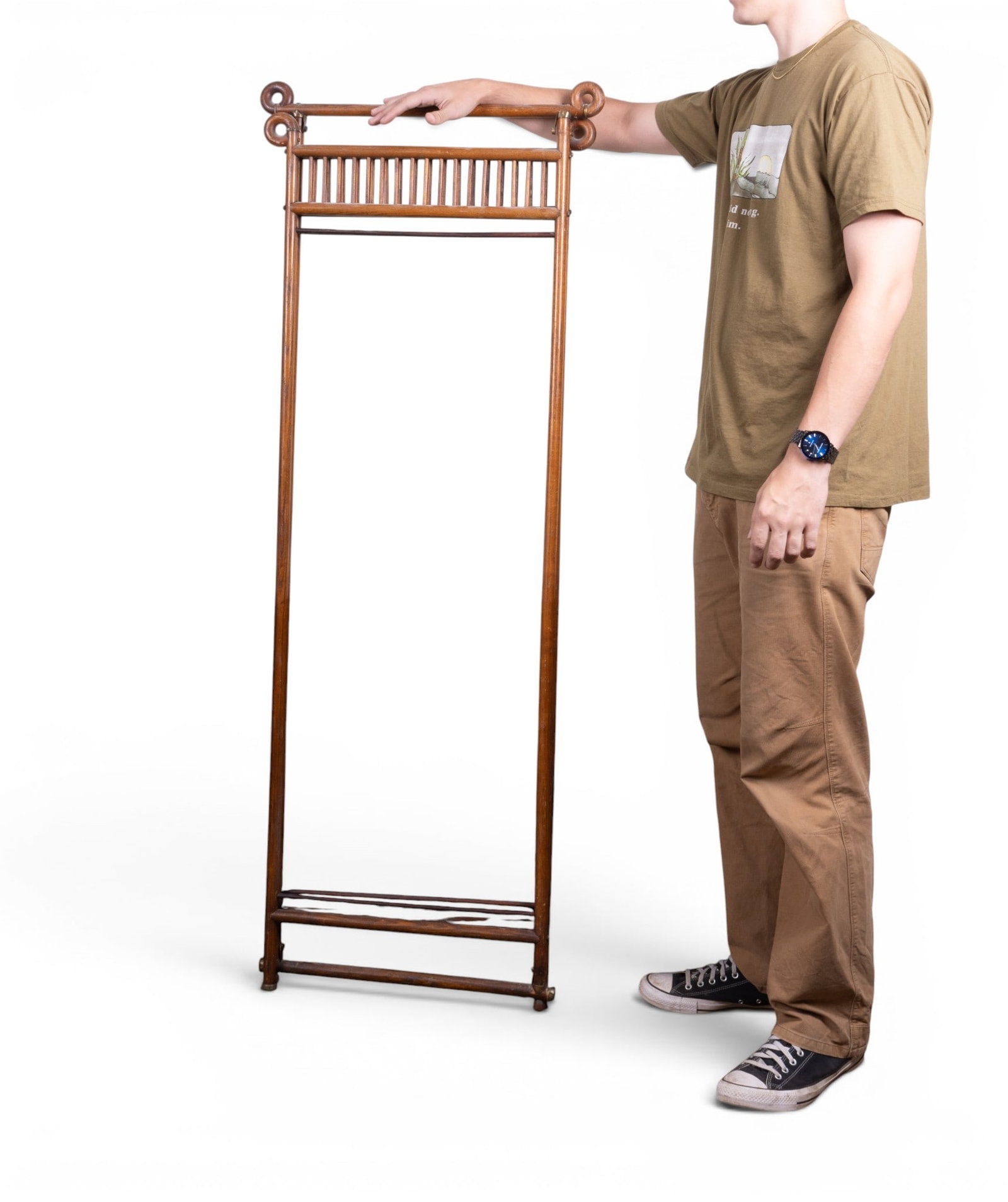 Antique Tri-Fold Partition Screen Frame - 7
