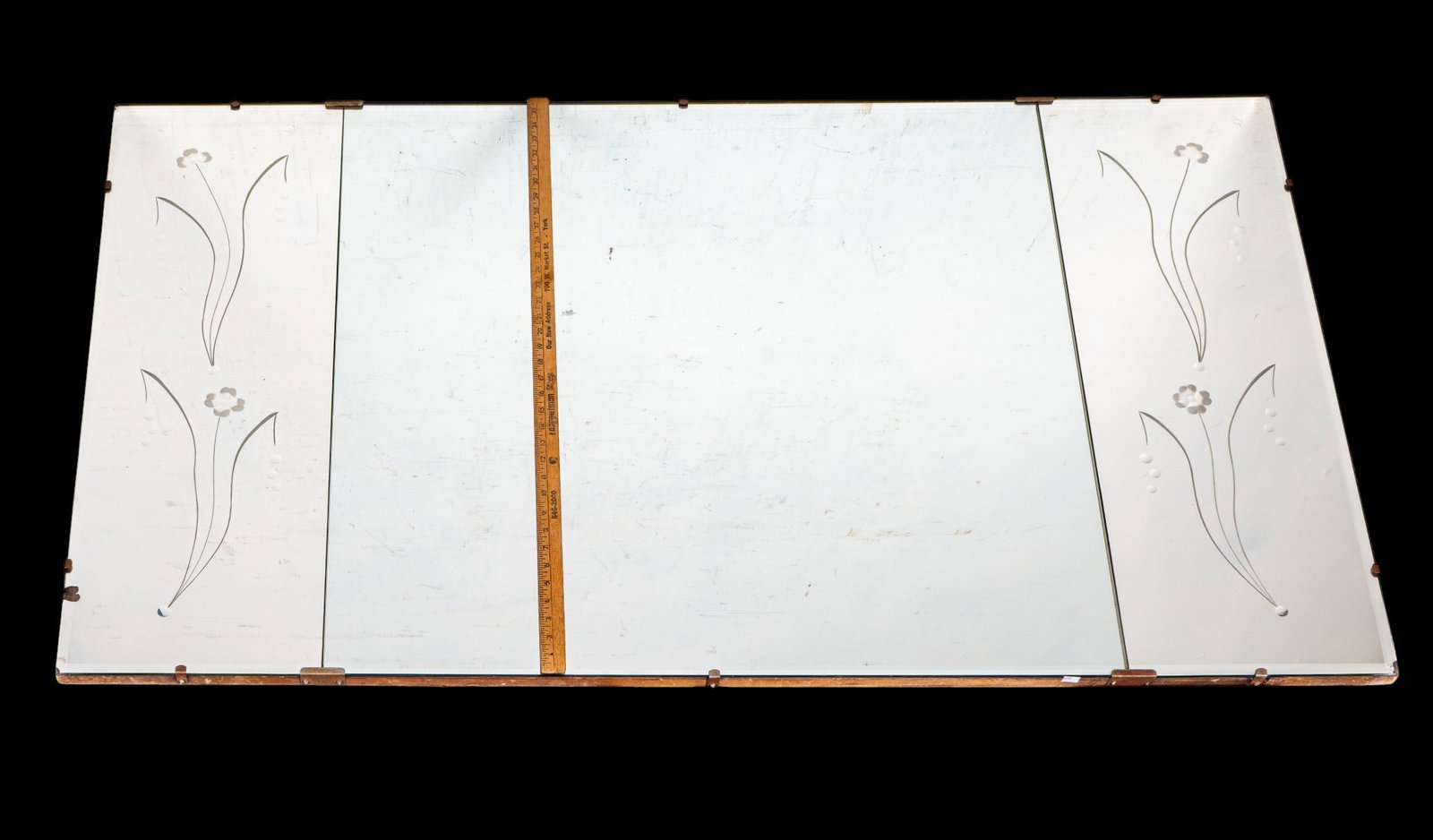 Vintage Etched Beveled Wall Mirror - 2