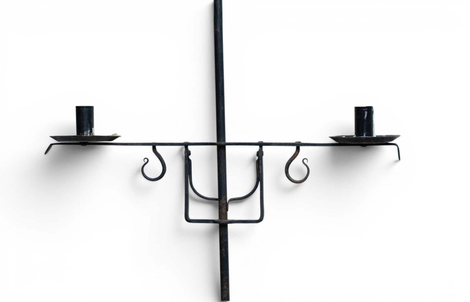 Wrought Iron Two-Light Floor Candle Holder - 2