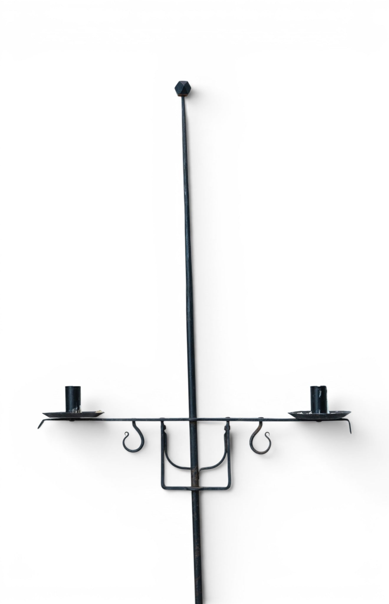 Wrought Iron Two-Light Floor Candle Holder - 3