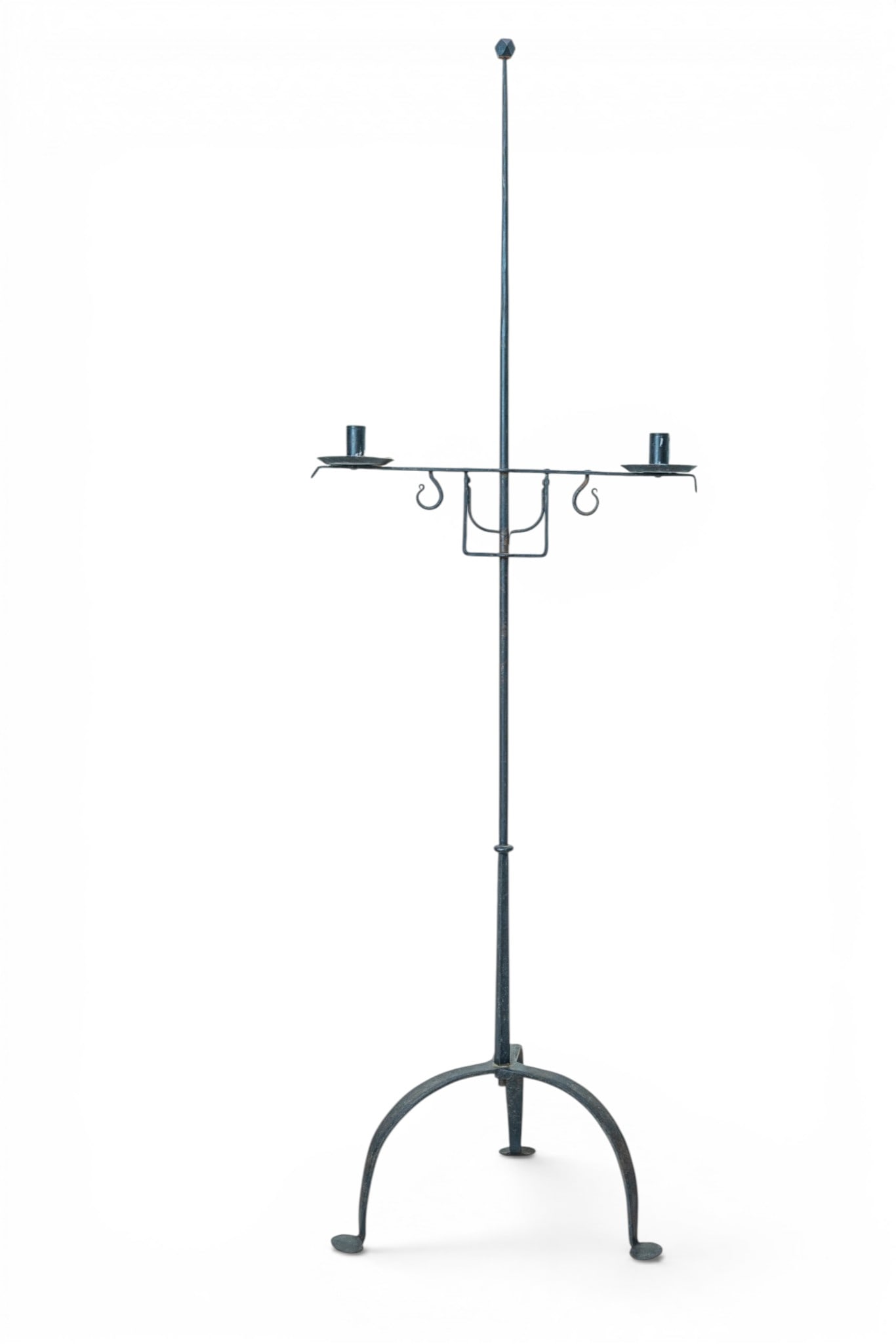 Wrought Iron Two-Light Floor Candle Holder - 4