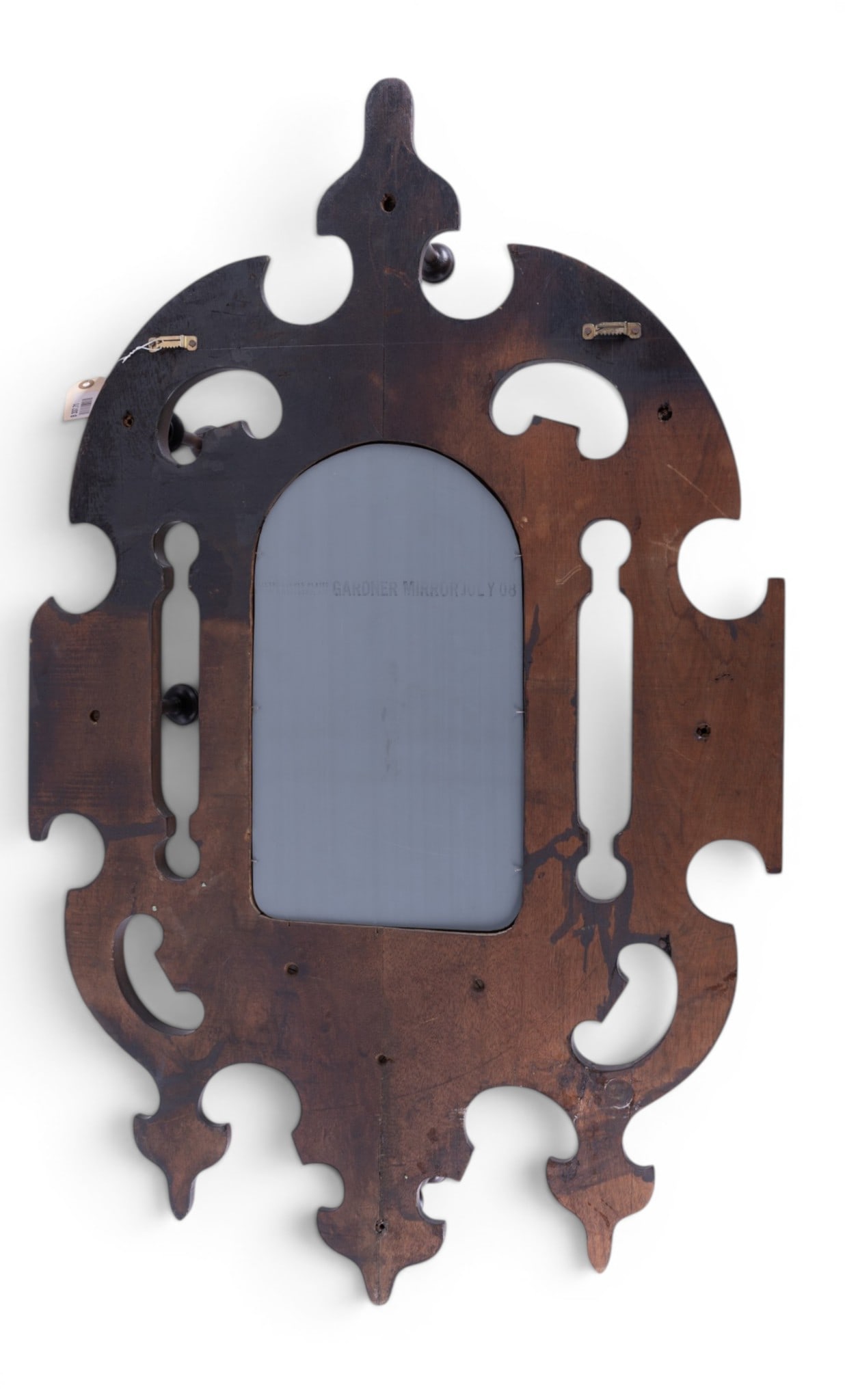 Antique Victorian Walnut Hanging Mirror w/ Pegs - 5