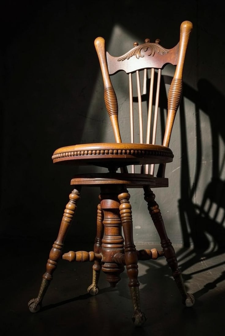 Vintage Mahogany Swivel Piano Stool (1 of 10)