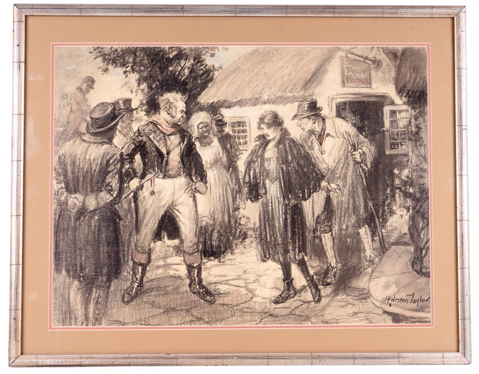 Henry Weston Taylor Charcoal & Watercolor, Signed (1 of 4)