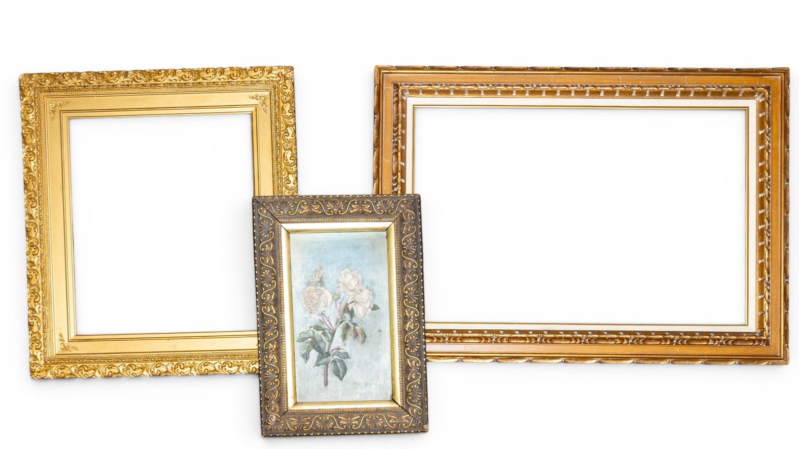 Two Gilt Wood Frames + Floral Oil on Board (1 of 6)