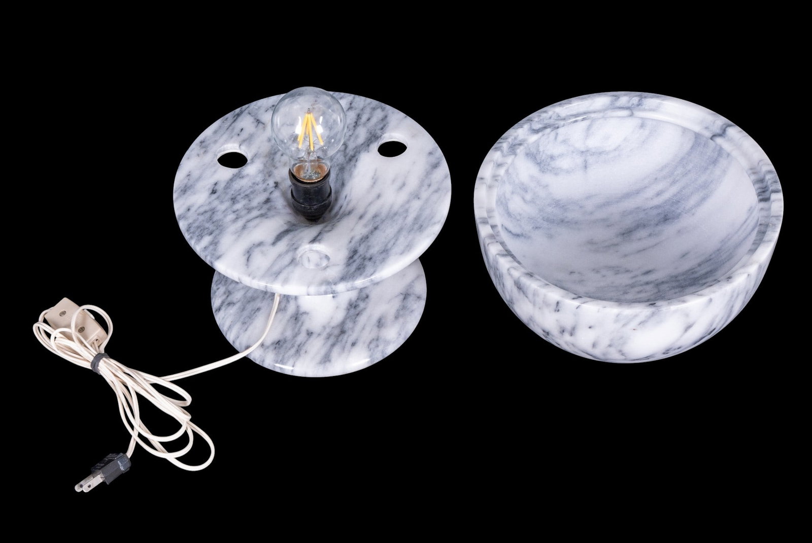 Mid-Century Marble Mushroom Table Lamp - 3