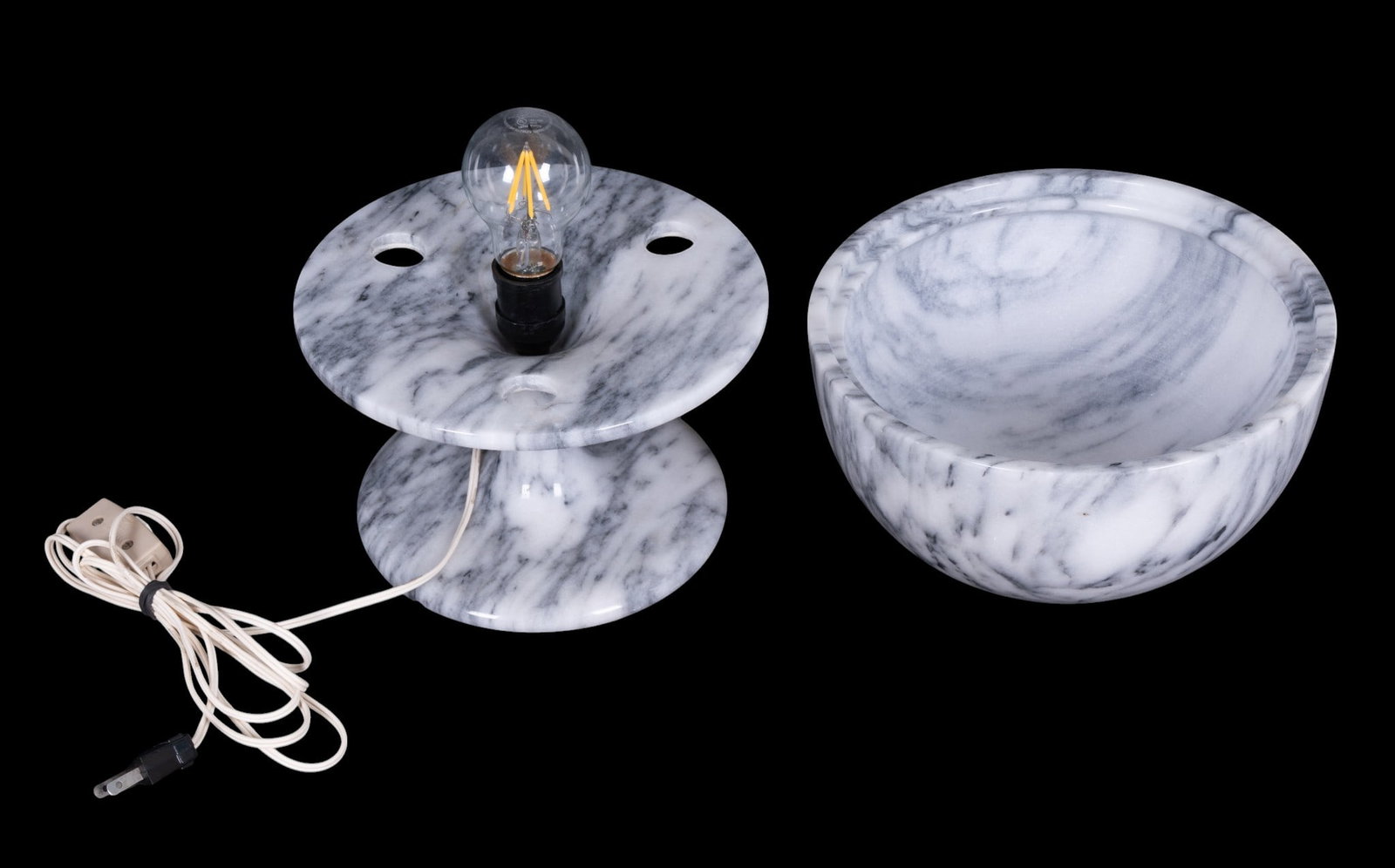 Mid-Century Marble Mushroom Table Lamp - 4