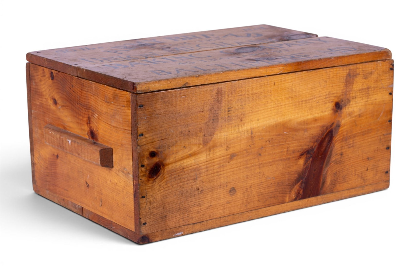 20th C Stenciled Advertising Crate with Lid - 2