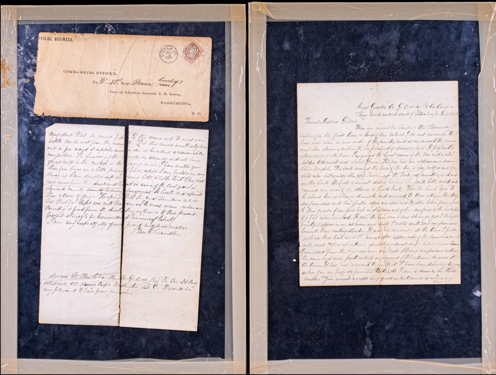 Framed Civil War Pennsylvania Correspondence (1 of 5)