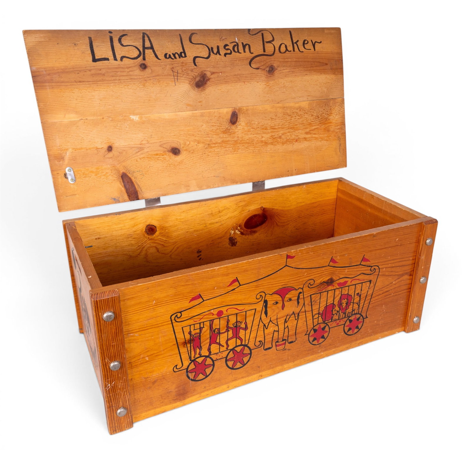 Vintage Toy Box with Circus Graphics - 12