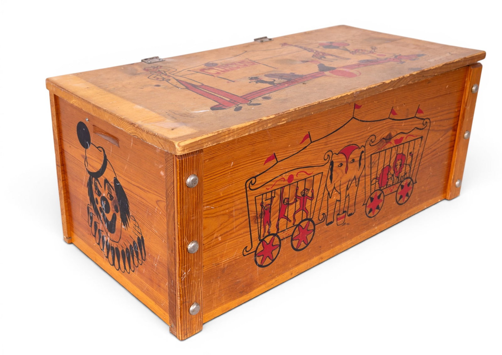 Vintage Toy Box with Circus Graphics - 3