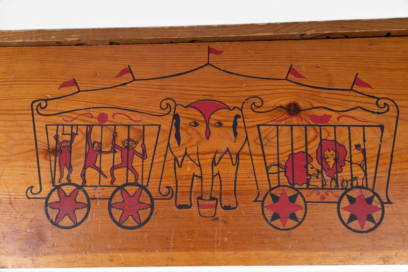 Vintage Toy Box with Circus Graphics - 4