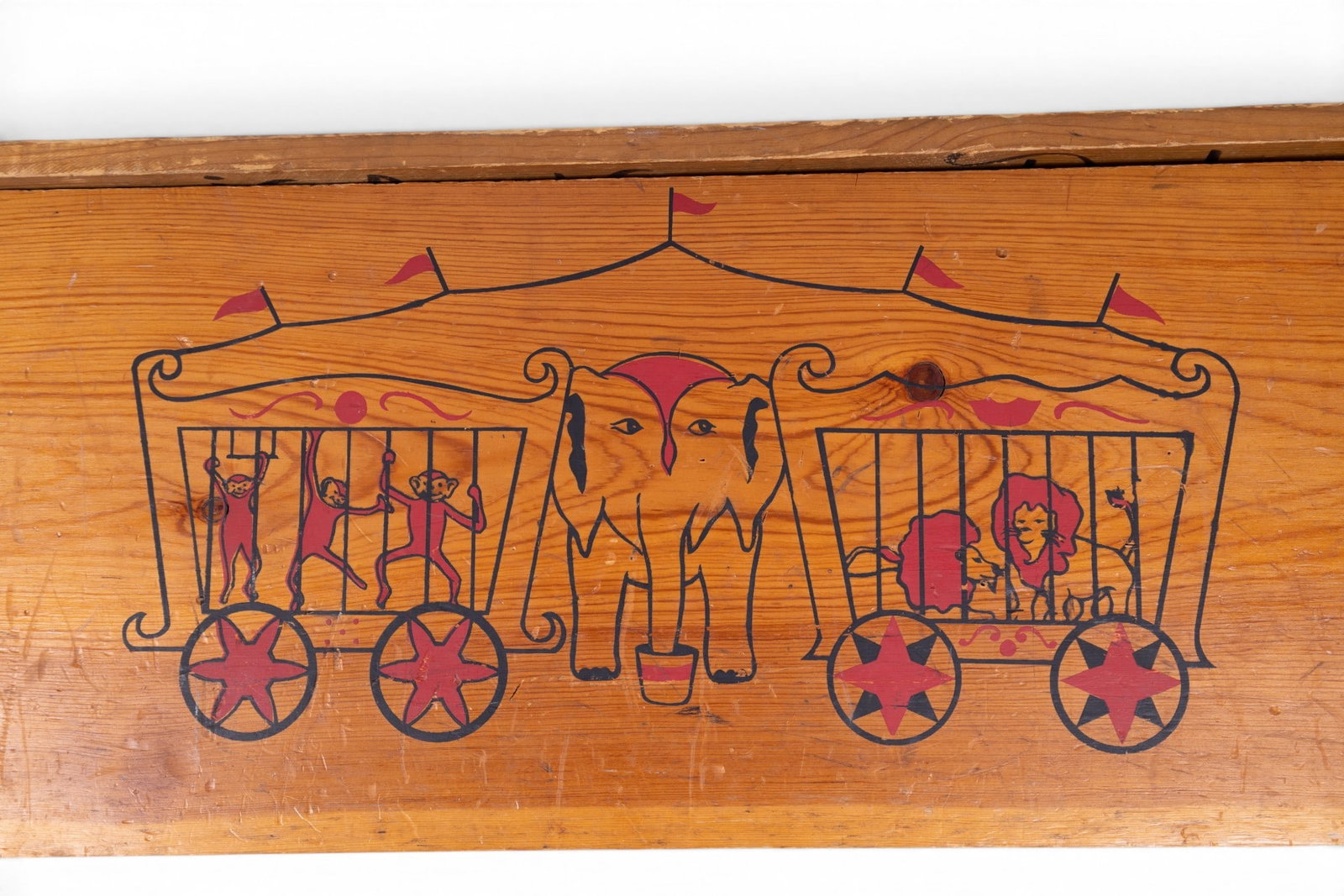 Vintage Toy Box with Circus Graphics - 5