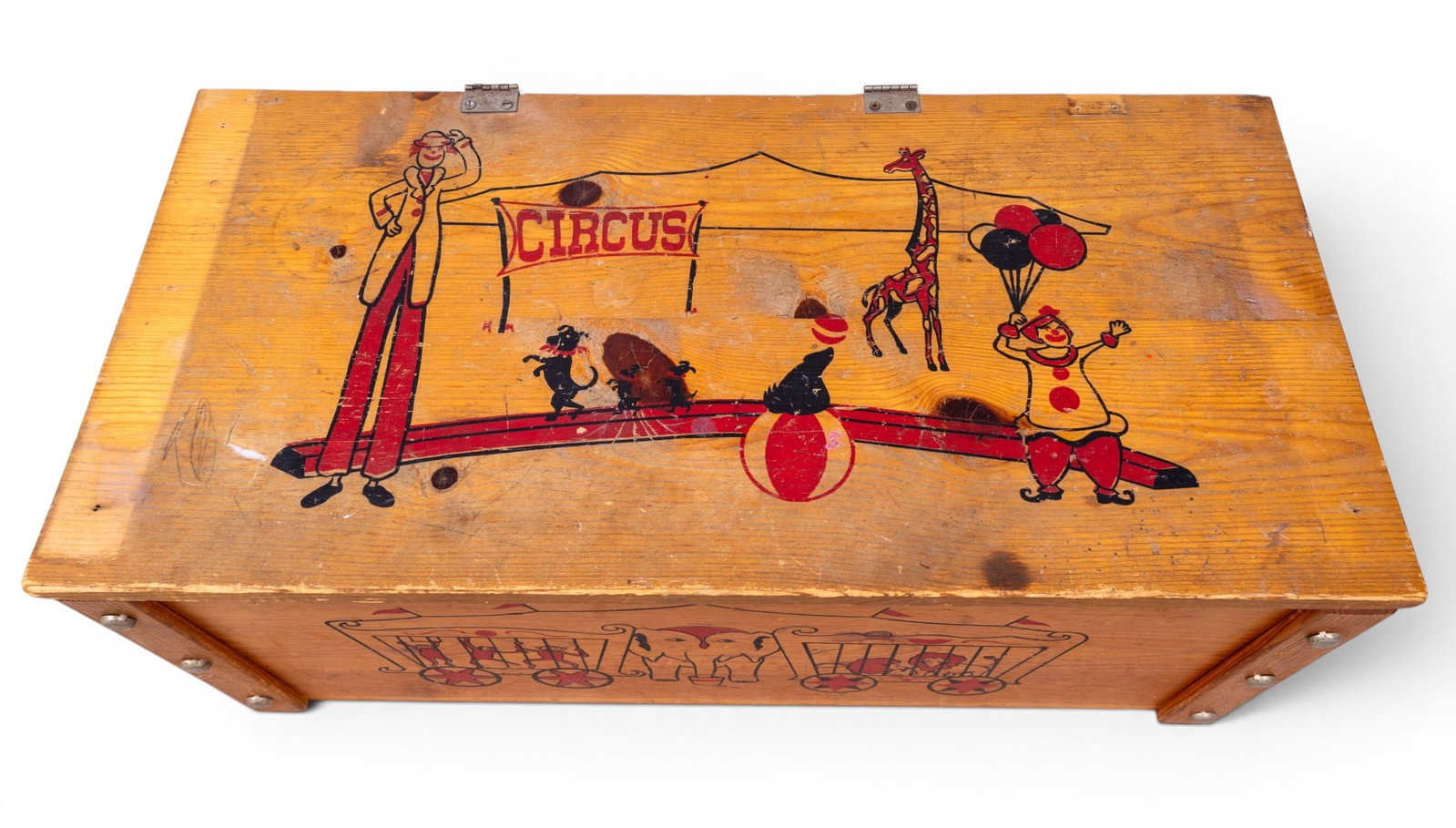 Vintage Toy Box with Circus Graphics - 9