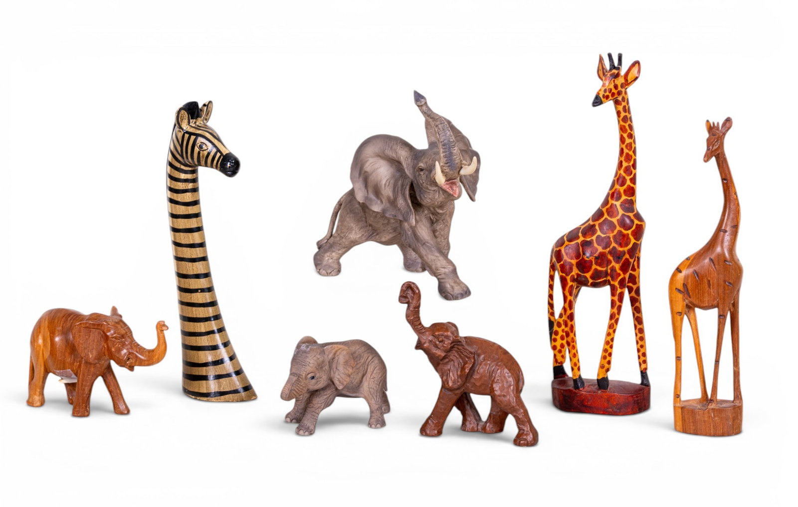 Carved Wood and Porcelain Animal Figurines (1 of 13)