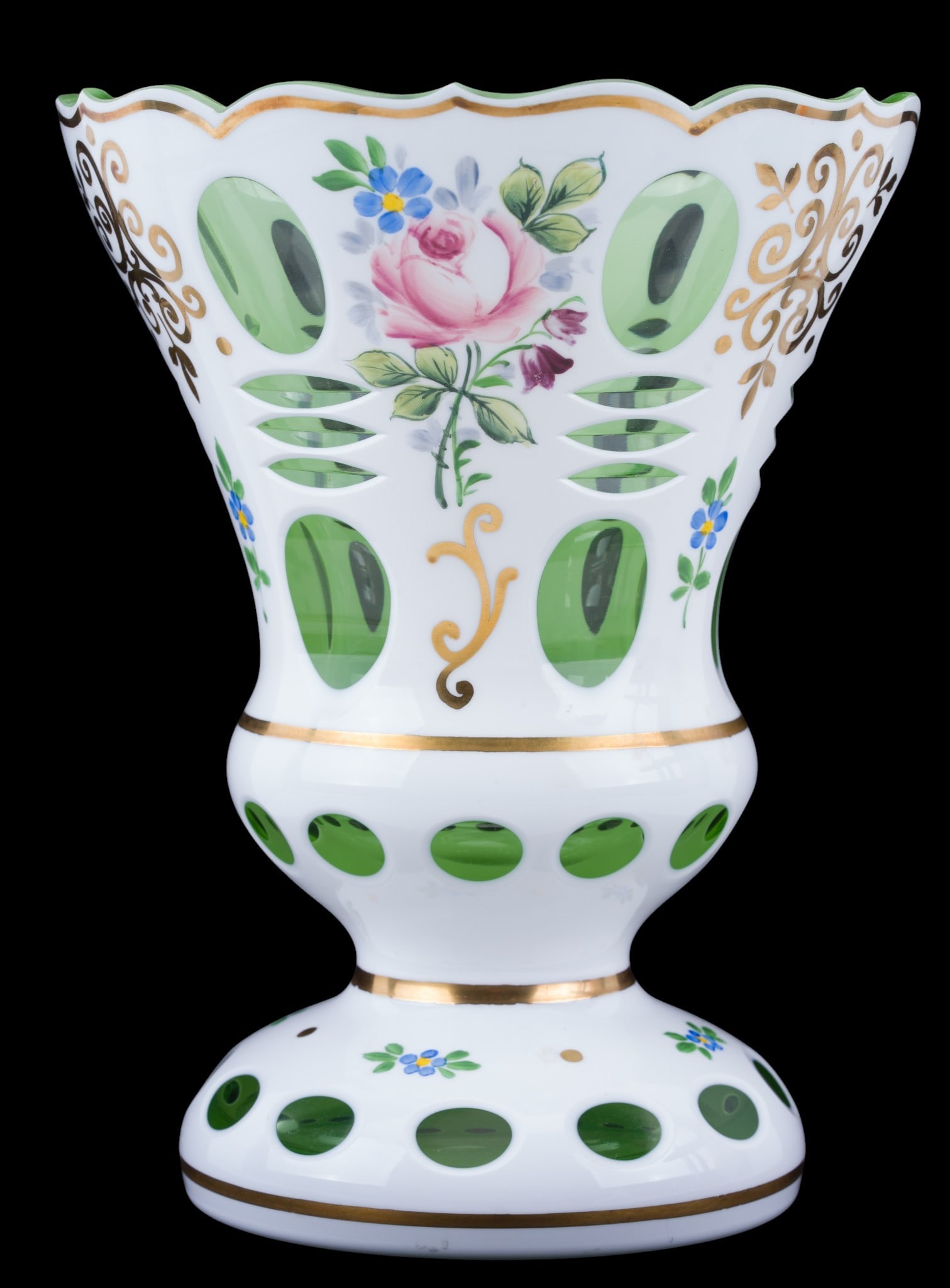 Czech Hand Painted Cut To Clear Vase (1 of 8)