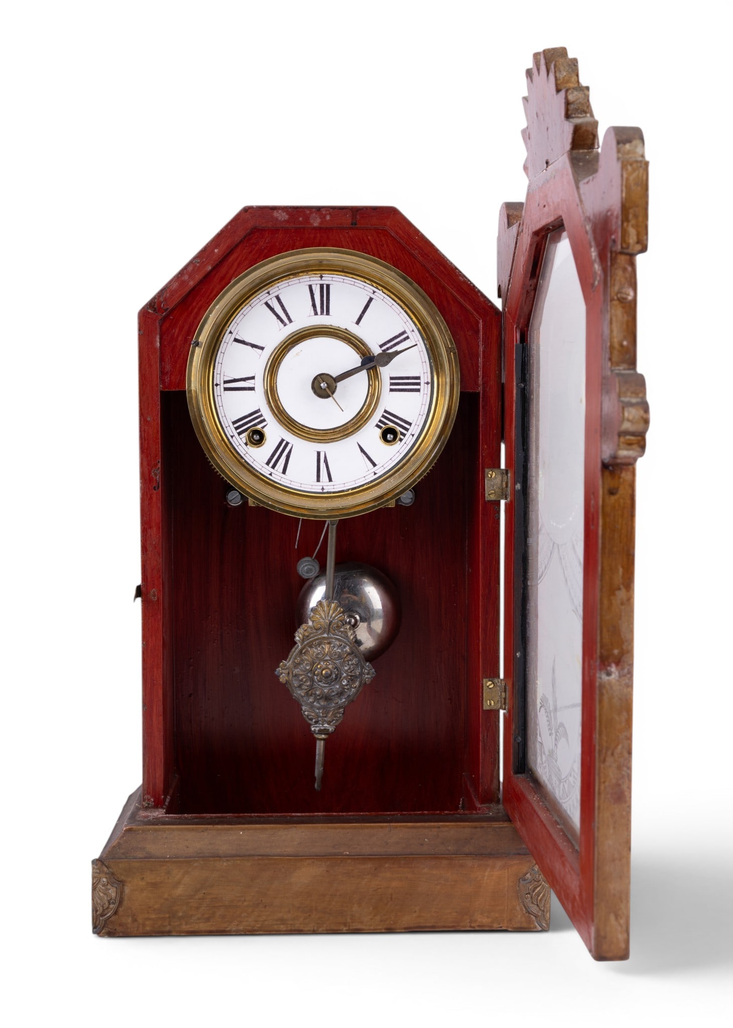 Antique Gilbert Jet Gingerbread Mantle Clock - 2