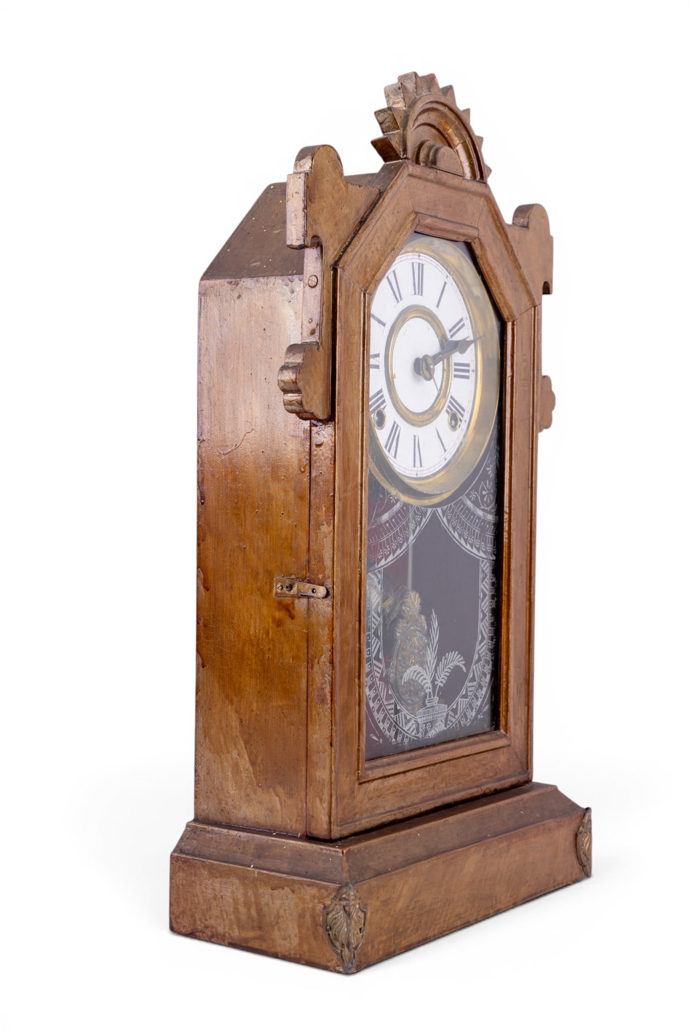 Antique Gilbert Jet Gingerbread Mantle Clock - 5
