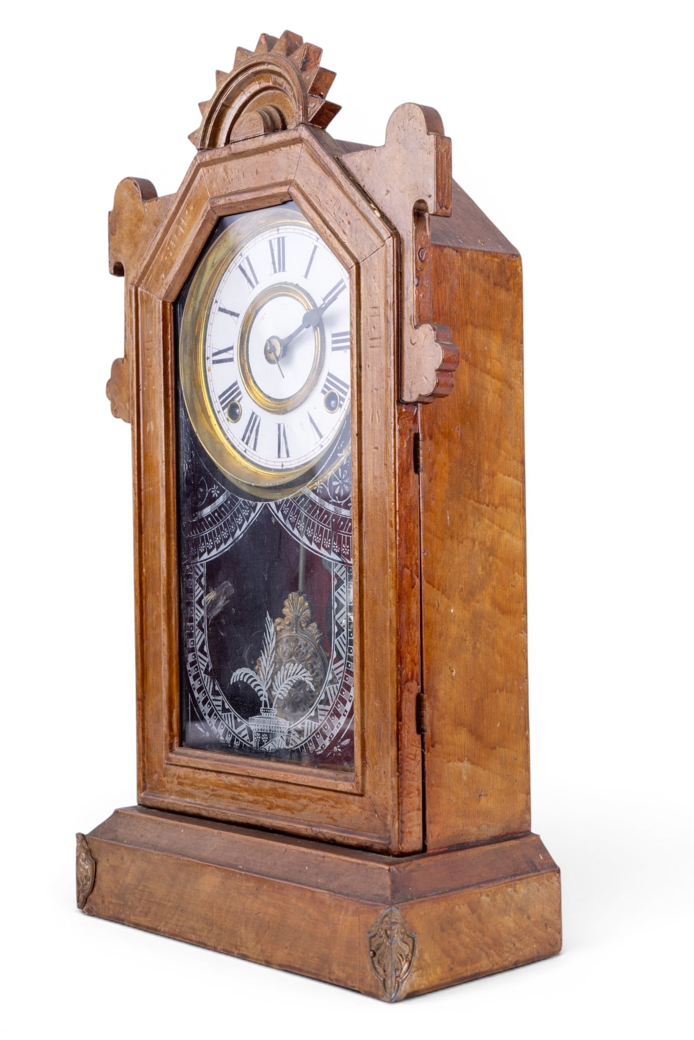 Antique Gilbert Jet Gingerbread Mantle Clock - 6